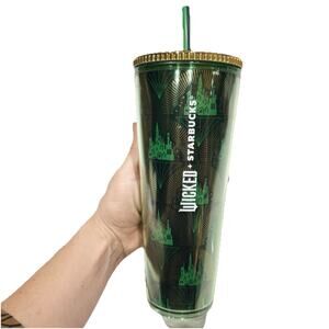 2024 Starbucks Wicked Emerald City Metallic Gold/Green Cold Cup 24oz Limited